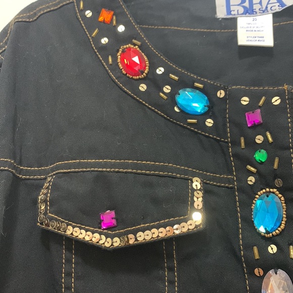 3/$15 💯% cotton Bea classics black size 20 jacket with jewels - Picture 3 of 7